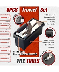 Xdovet Notch Trowel Set 8 Piece Kit Stainless Steel Soft Grip Handle Cement Concrete Masonry Tile Work