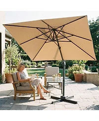 Sugift Cantilever Patio Umbrella with 360-Degree Rotation and 8 Sturdy Ribs for Backyard