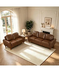 Streamdale Furniture 2-Piece Breathable Faux Leather Sofa Set with Rolled Arms