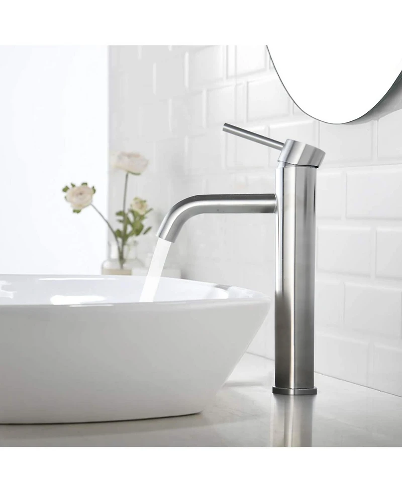 Busdays Single Hole Single Handle Bathroom Sink Faucet Modern Design Easy Install Matte Brushed Nickel