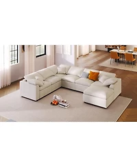 Streamdale Furniture 120.8" 7-Seater Modular L-Shape Sectional Sofa with Movable Ottoman