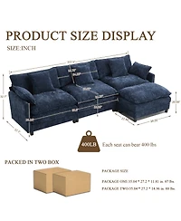 Streamdale Furniture 108" L-Shaped Modular Cloud Sectional Sofa with Ottoman
