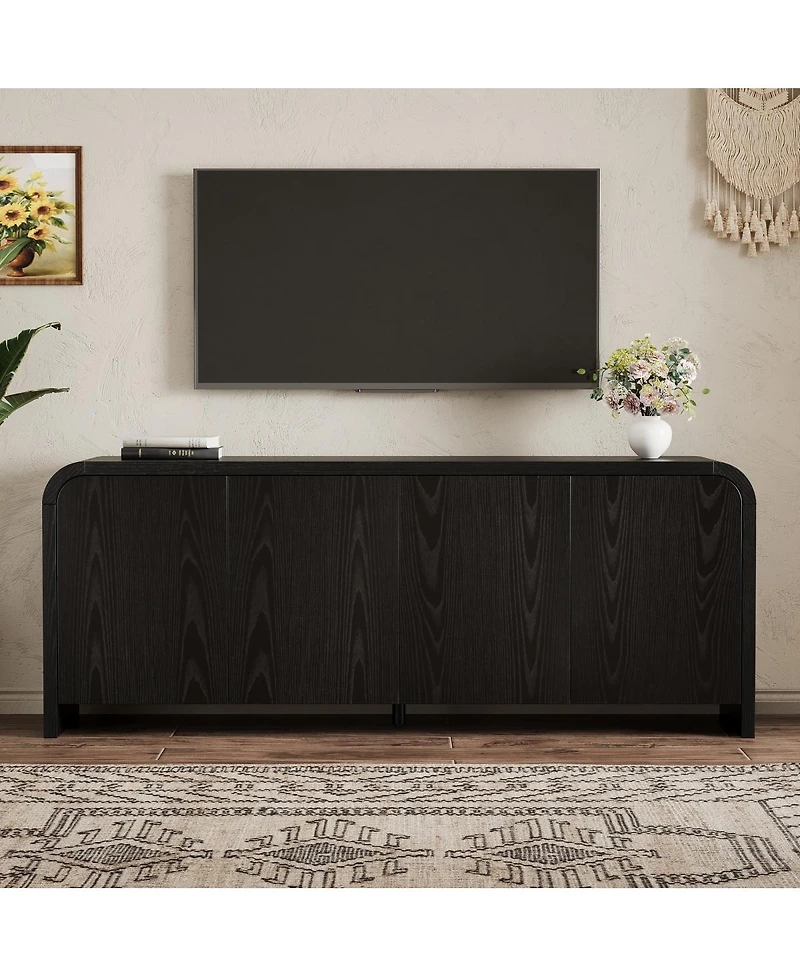 Streamdale Furniture Farmhouse Curved Edge Tv Stand for TVs up to 70"