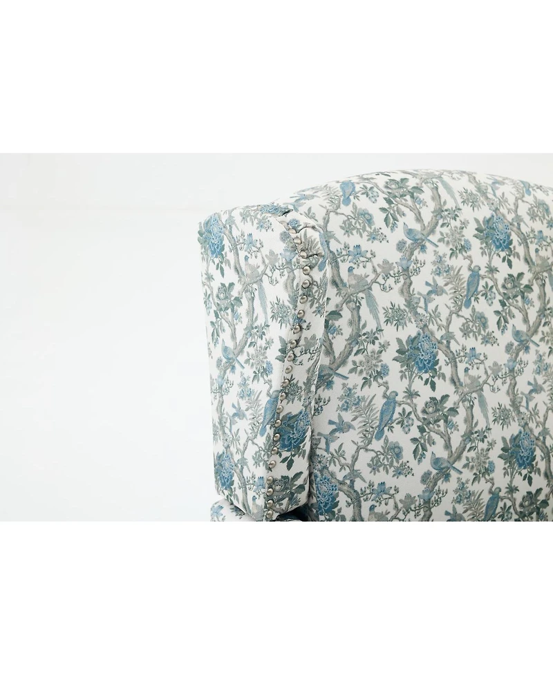 Streamdale Furniture Modern Floral Accent Chair with Retro Wood Legs