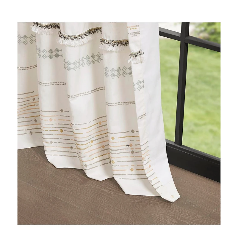 Avobird Cotton Printed Curtain Panel with tassel trim and Lining Only 1 Piece Panel