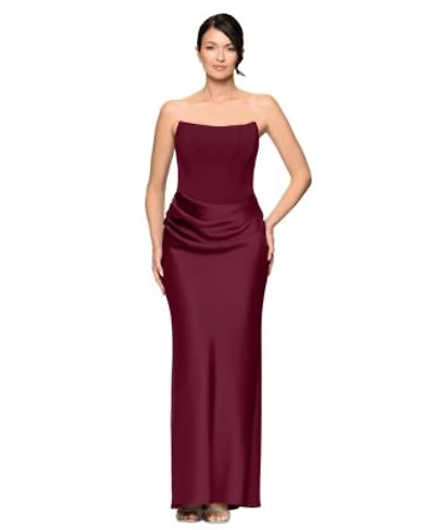 Betsy Adam Womens Mixed Media Strapless Corset Gown