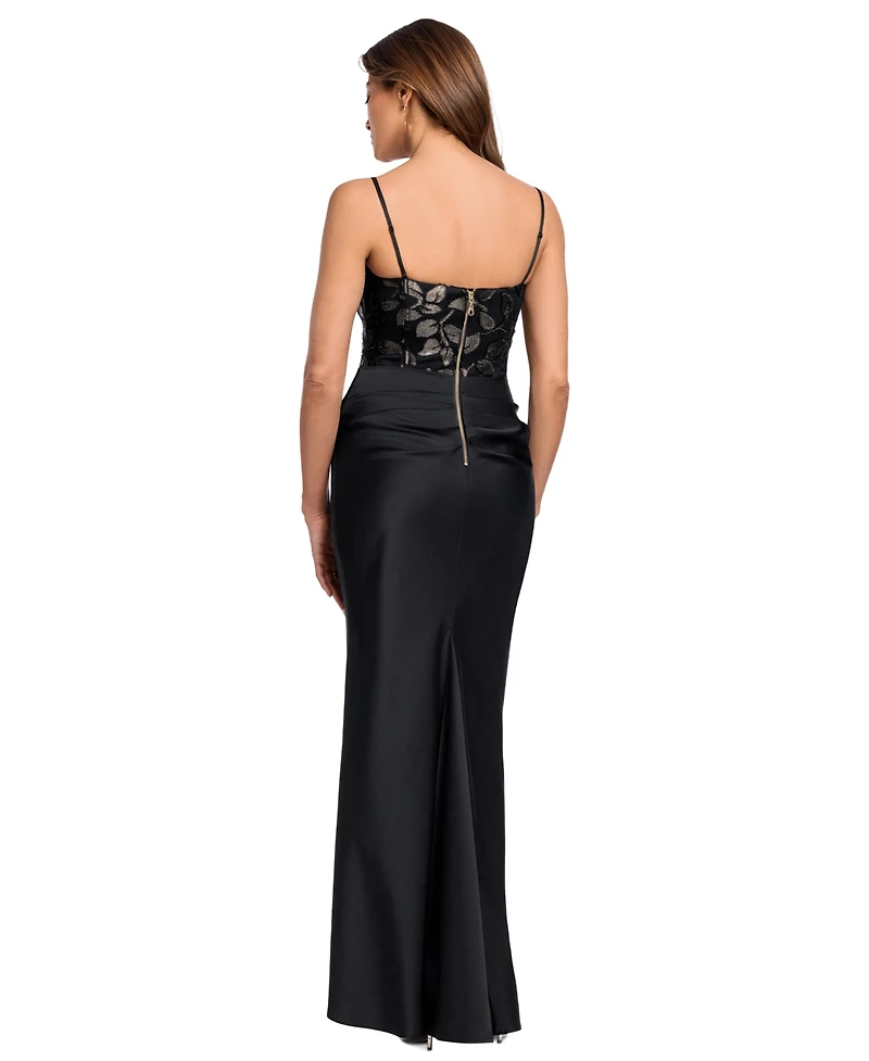 Betsy & Adam Women's Floral Square Neck Gown