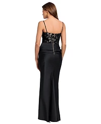 Betsy & Adam Women's Floral Square Neck Gown