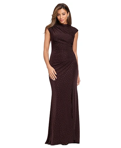 Betsy & Adam Women's Mock Neck Gown