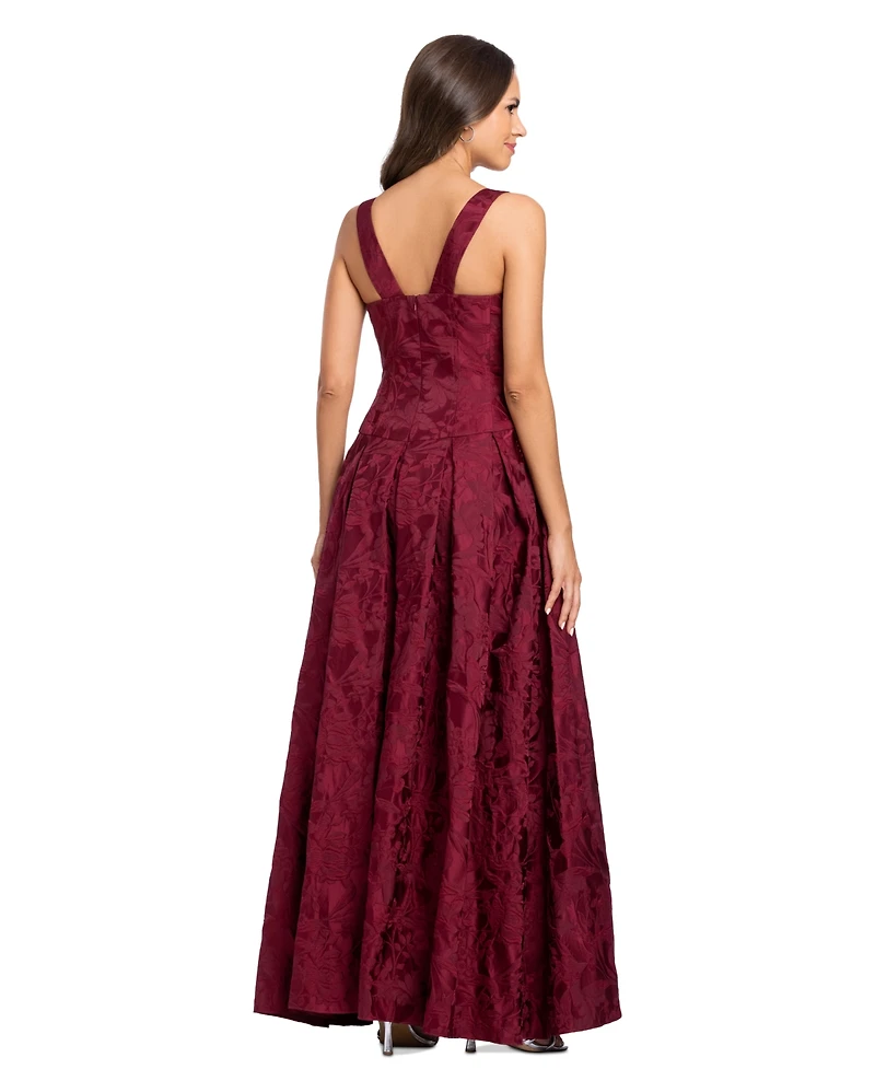 Betsy & Adam Women's Floral A-Line Gown