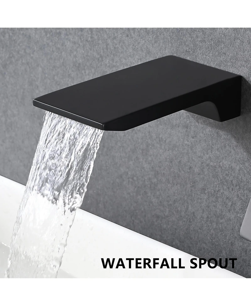 Busdays Single Handle Wall Mount Bathroom Faucet Waterfall Spout Brass Rough In Valve for Sink or Bathtub