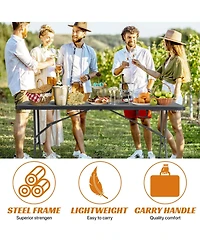 Aofar 6feet Folding Table Heavy Duty Plastic Portable Camping Dining Party