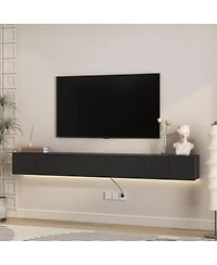 Streamdale Furniture 86.6" Modern Floating Tv Stand with 16-Color Led Lights