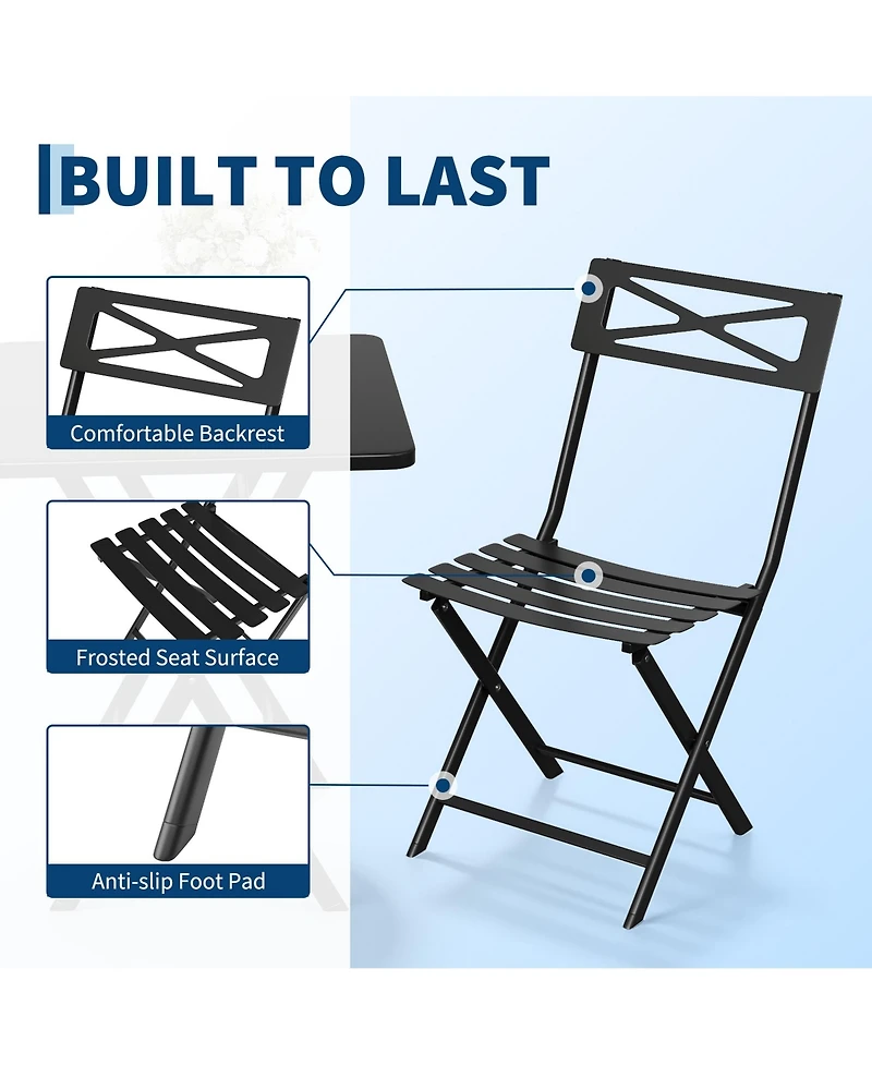 gaomon 3-Piece Patio Bistro Set - Iron Metal Table And Chairs For Outdoor Balcony Seating