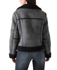 Guess Women's Faux Shearling Zip Up Jacket