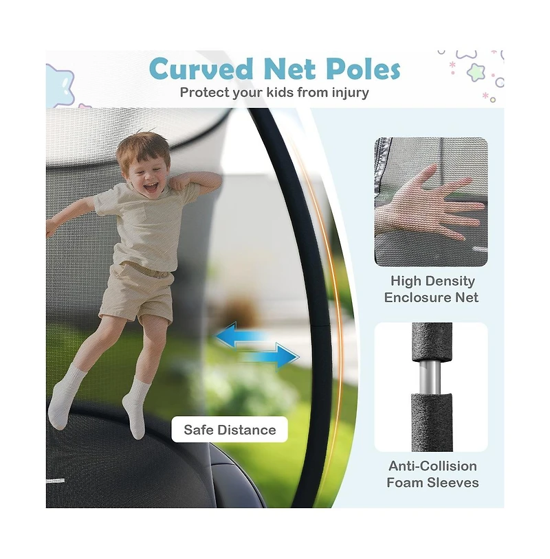 Ruie 12 ft Outdoor Heavy-Duty Recreational Trampoline with Safety Enclosure Net