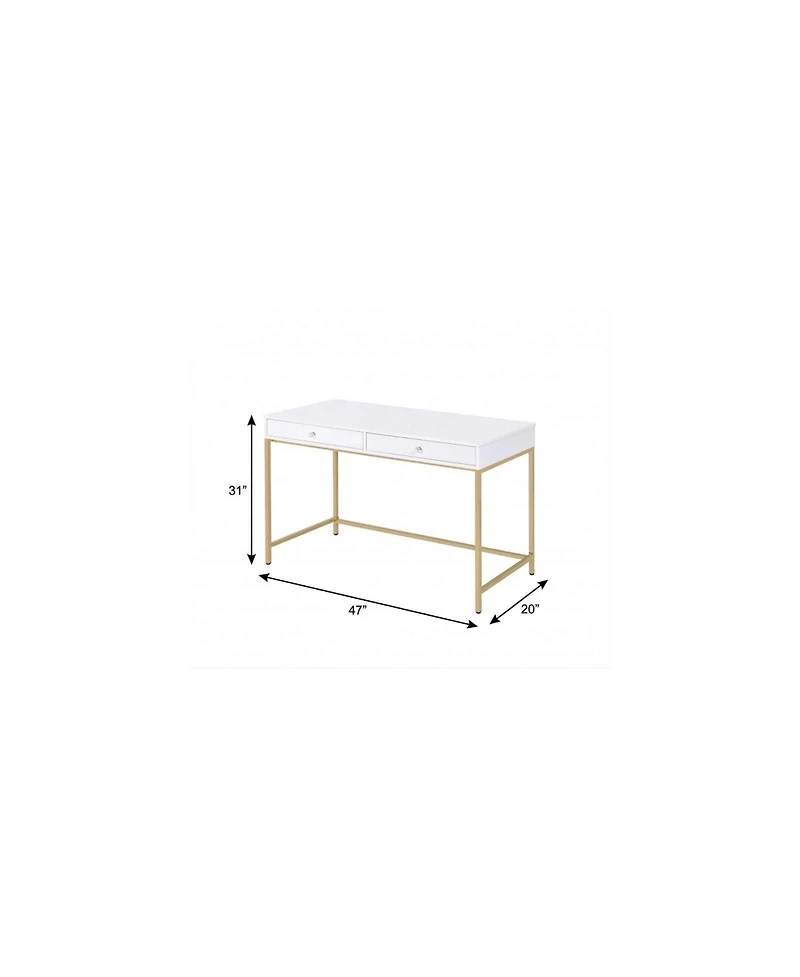 HomeRoots 47" Computer Desk With Two Drawers