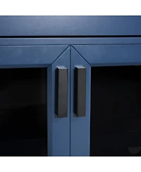 Streamdale Furniture Modern 67" Tv Console with Glass Doors, Storage Drawers and Adjustable Shelves
