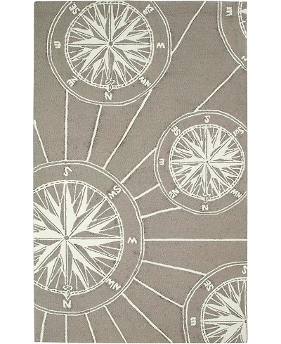 Liora Manne' Frontporch Compass Black and Gray 2' x 3' Outdoor Area Rug