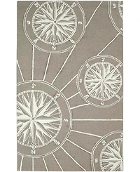 Liora Manne' Frontporch Compass Black and Gray 2' x 3' Outdoor Area Rug