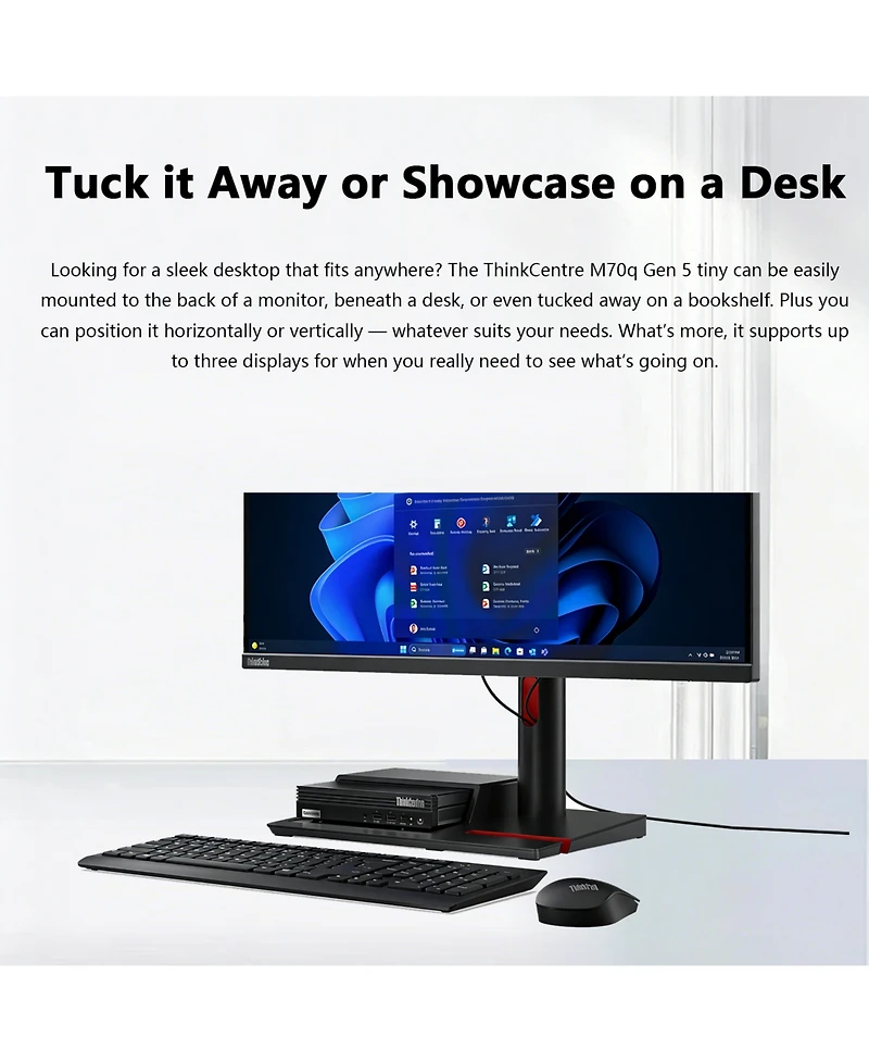 Lenovo ThinkCentre M70q Mff Desktop Intel Core i3 8GB Ram Intel Uhd Graphics 512GB Ssd Storage Windows 11 Pro