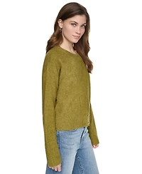 Dkny Jeans Women's Crewneck Cardigan with Asymmetric Closure