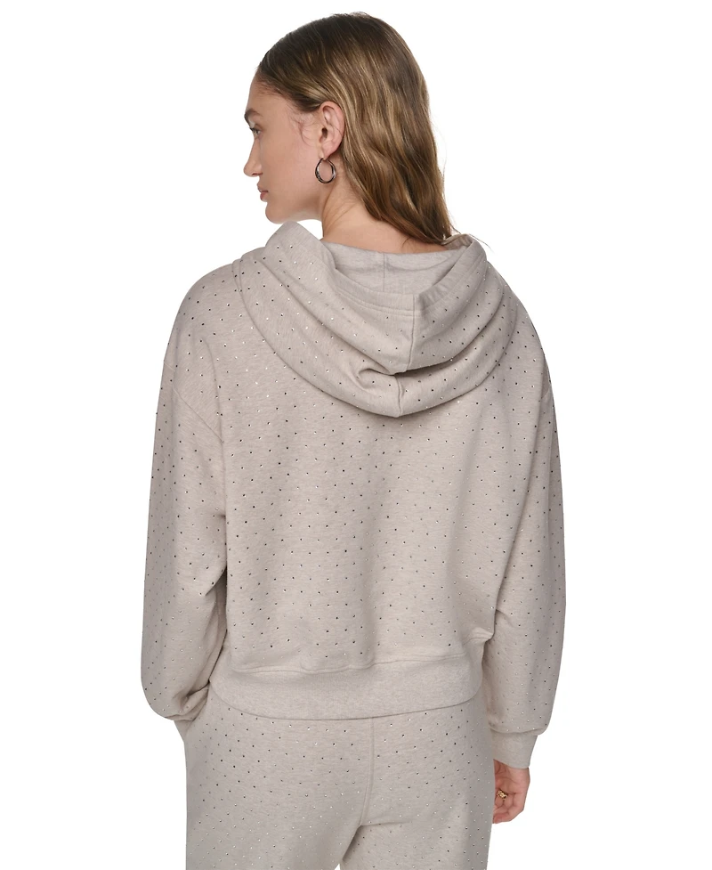 Dkny Jeans Women's Rhinestone Hooded Pull-On Sweatshirt