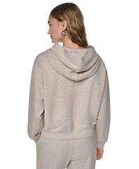 Dkny Jeans Women's Rhinestone Hooded Pull-On Sweatshirt