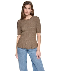 Dkny Jeans Women's Crewneck Elbow-Sleeve Peplum Sweater