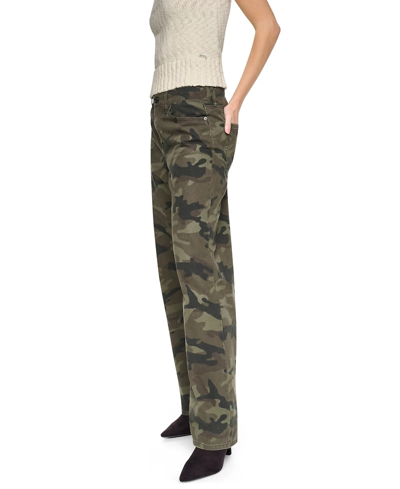 Dkny Jeans Women's Mid-Rise Relaxed Straight Camo Print