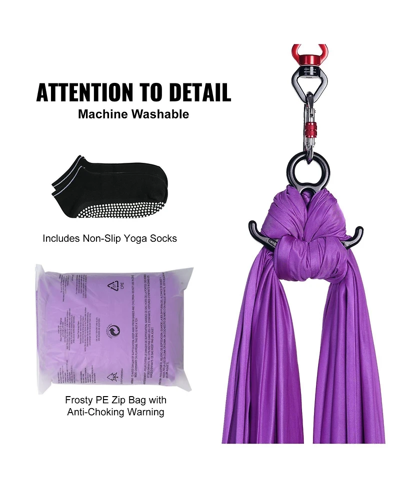 Vevor Aerial Silk Yoga Swing Set 8.7 Yards Hammock Trapeze Inversion Fly