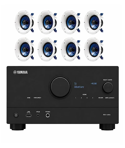 Yamaha Rx-V4A 5.2-Channel Av Receiver with 8 Ceiling Speakers