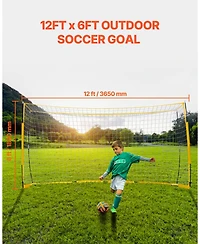 Vevor 12x6 ft Portable Soccer Goal Kids Soccer Net Carry Bag Backyard Training Yellow