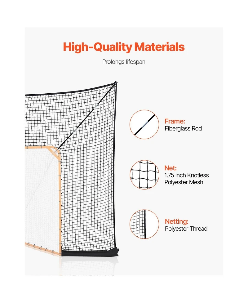 Vevor 12x9 ft Hockey Lacrosse Goal Backstop Training Net Extended Coverage Net Only