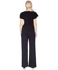 White Tie by Shani Women's Flutter-Sleeve Dramatic Crystal Bow Detail Jumpsuit