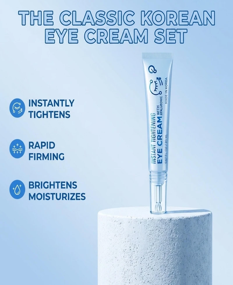 Lovery Korean Skin Care Hyaluronic Eye Cream, Instant Tightening and Hydrating, Firming and Depuffing Korean Under-Eye Treatment