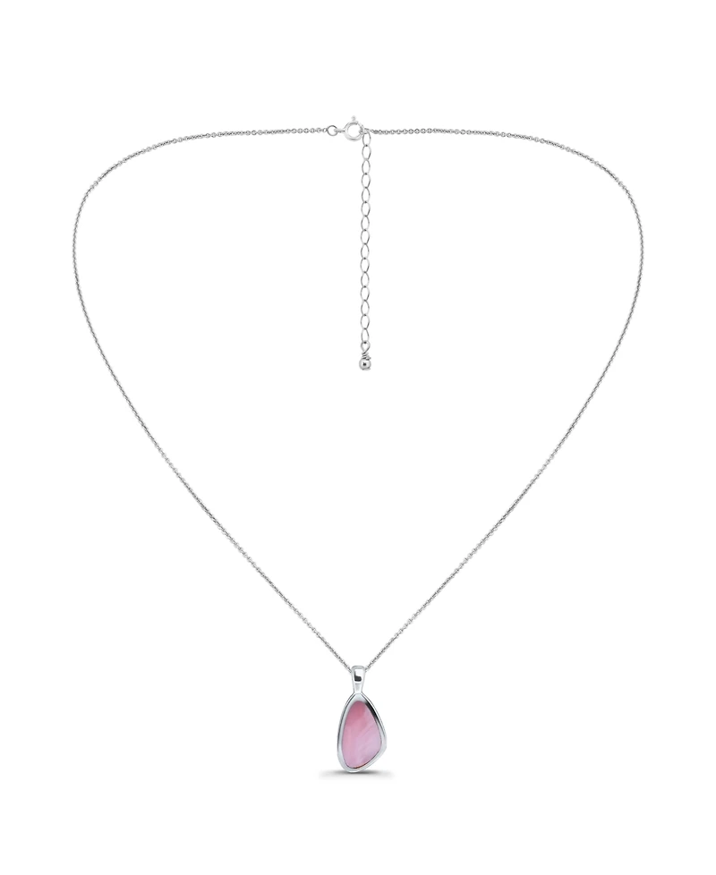 Macy's Pink Shell Inlay Fine Silver-Plated Freeform Shape Pendant Necklace