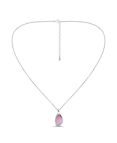Macy's Pink Shell Inlay Fine Silver-Plated Freeform Shape Pendant Necklace