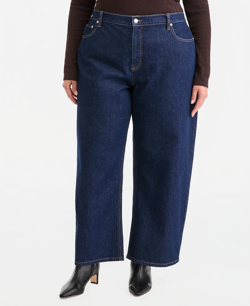 On 34th Plus Low-Curve Wide-Leg Mid-Rise Jeans, Macy's Exclusive