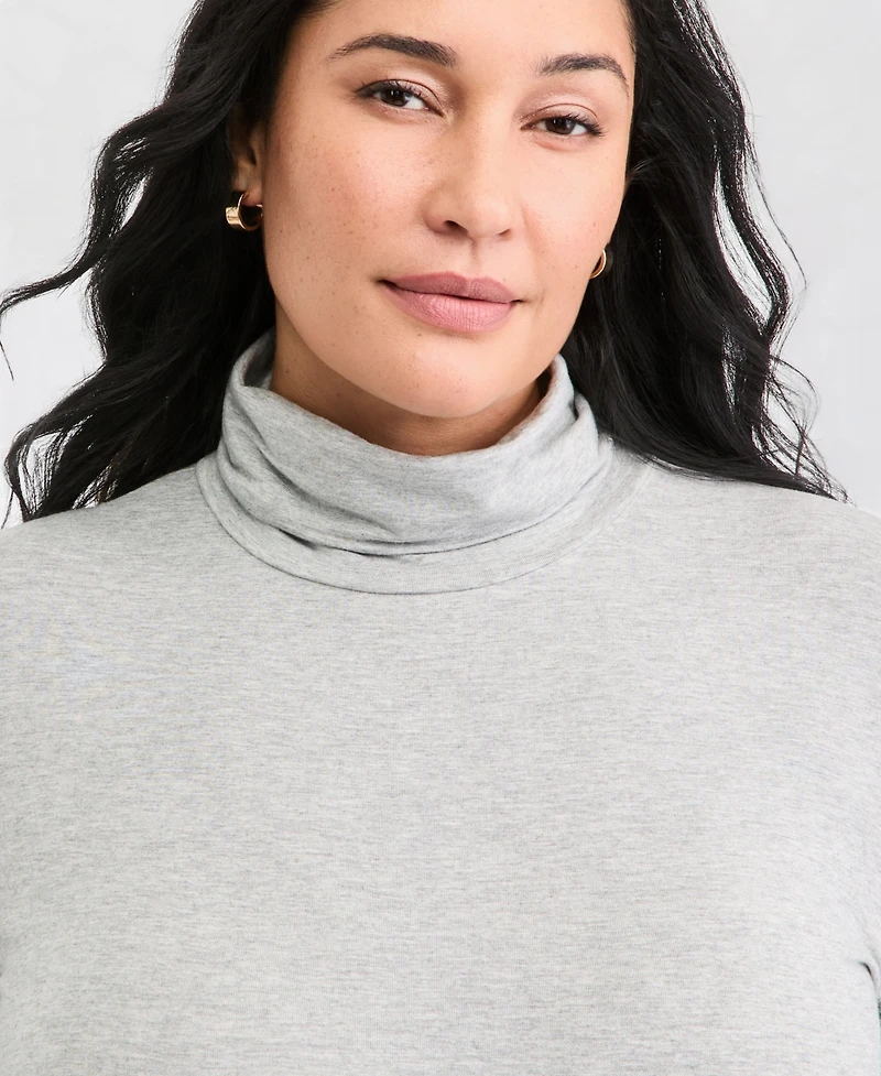 On 34th Plus Long-Sleeve Mockneck Jersey Top, Macy's Exclusive