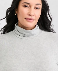 On 34th Plus Long-Sleeve Mockneck Jersey Top, Macy's Exclusive