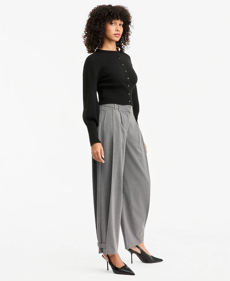 Bar Iii Women's Pleated Suiting High-Rise Wide-Leg Pants, Macy's Exclusive