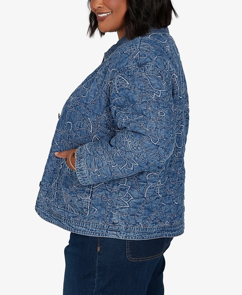 Ruby Rd. Plus Quilted Floral Denim Jacket