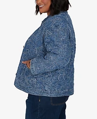 Ruby Rd. Plus Quilted Floral Denim Jacket