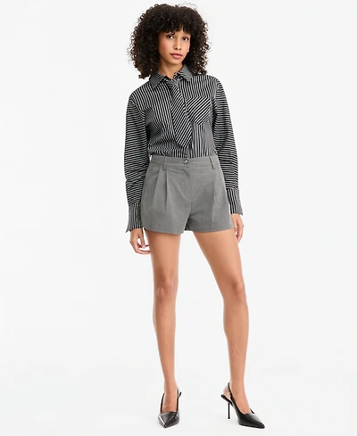Bar Iii Women's Pleated High-Waisted Shorts, Macy's Exclusive