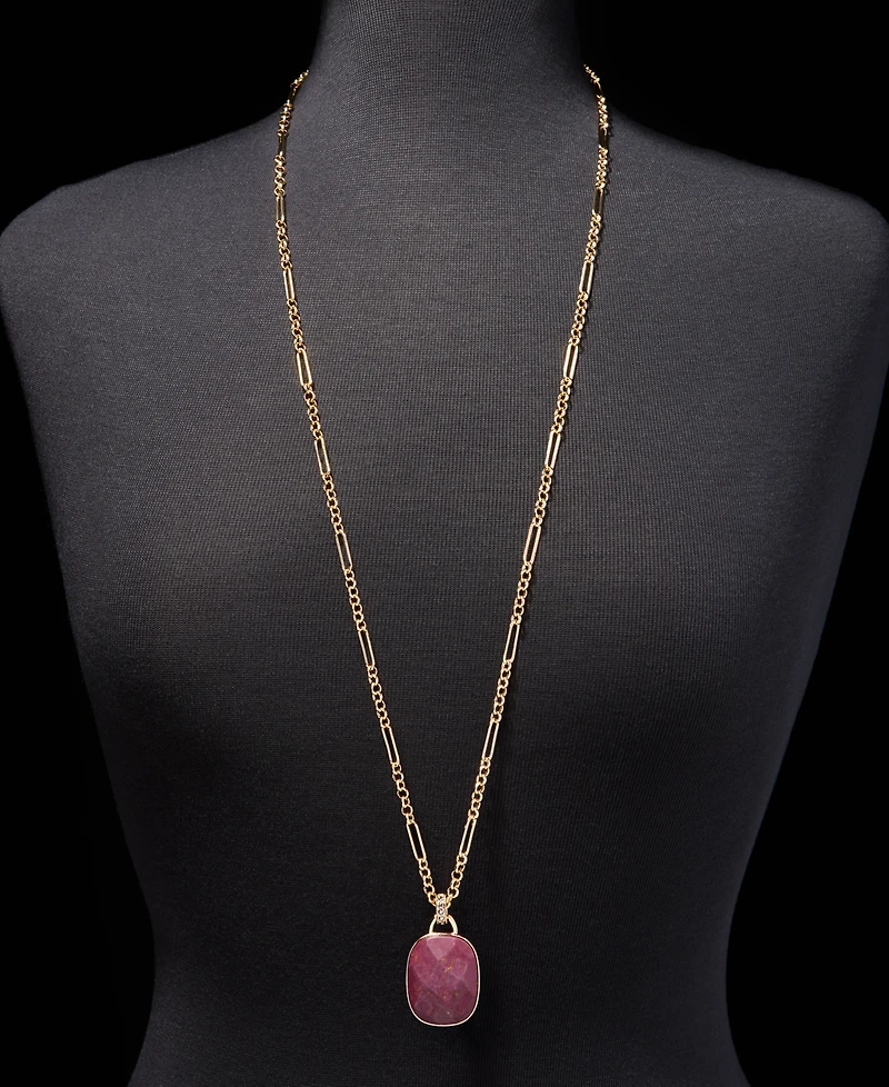 Anne Klein Stone Pendant Necklace, 34" + 3" extender