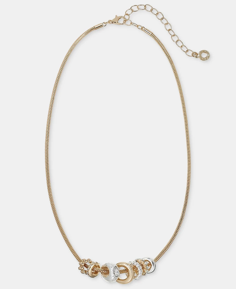 Anne Klein Crystal Rondelle Charm Collar Necklace, 16" + 3" extender