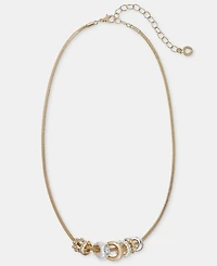 Anne Klein Crystal Rondelle Charm Collar Necklace, 16" + 3" extender