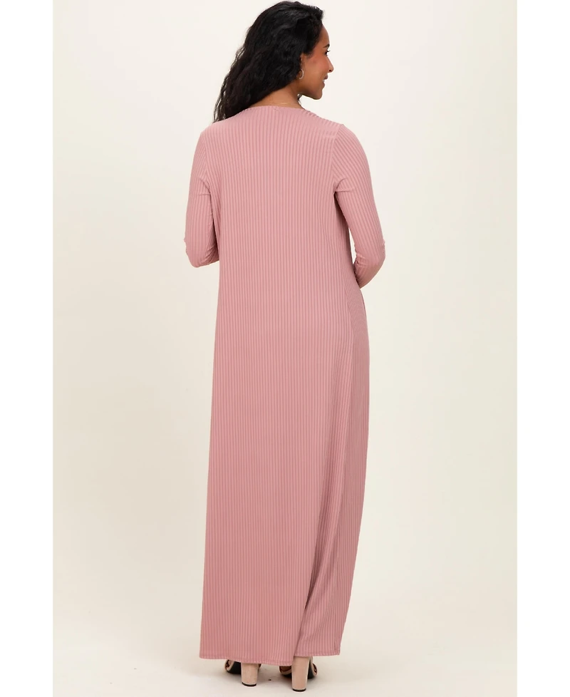 Pinkblush Women's Mauve Ribbed Sleeveless Dress Cardigan Set