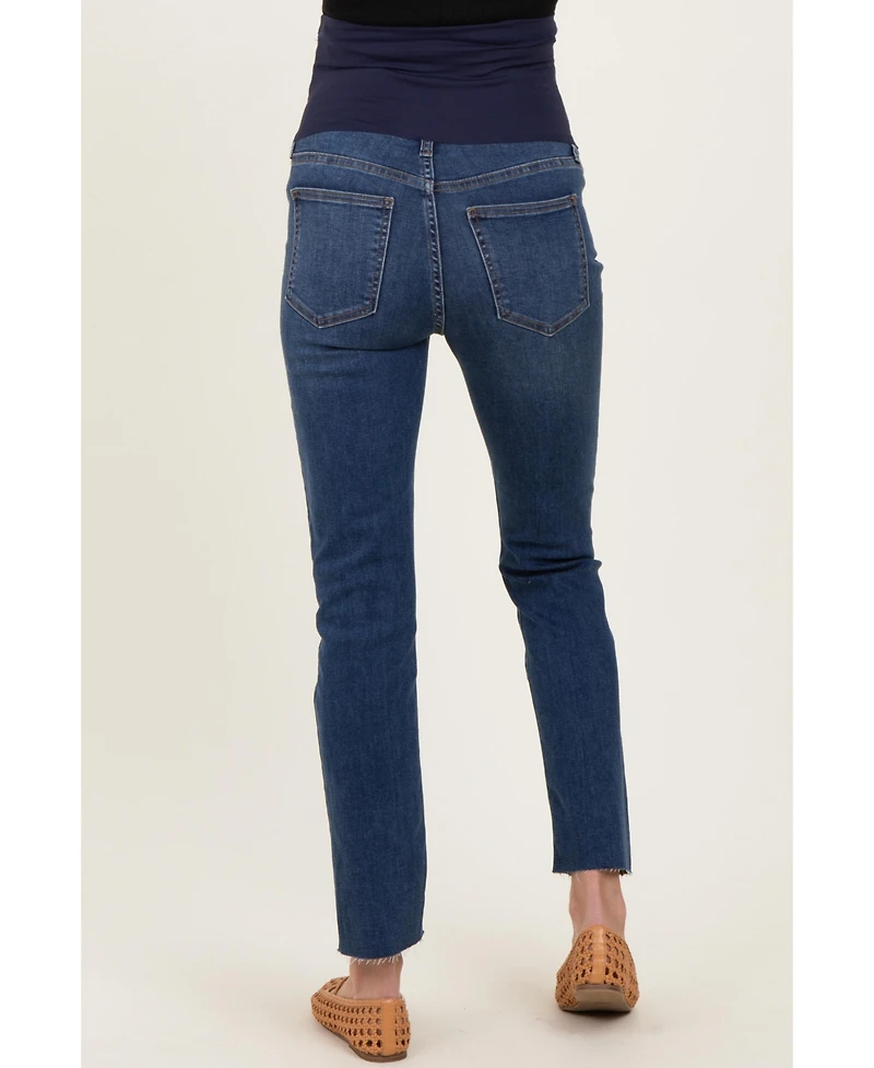 Pinkblush Women's Dark Blue Slim Fit Raw Hem Jeans
